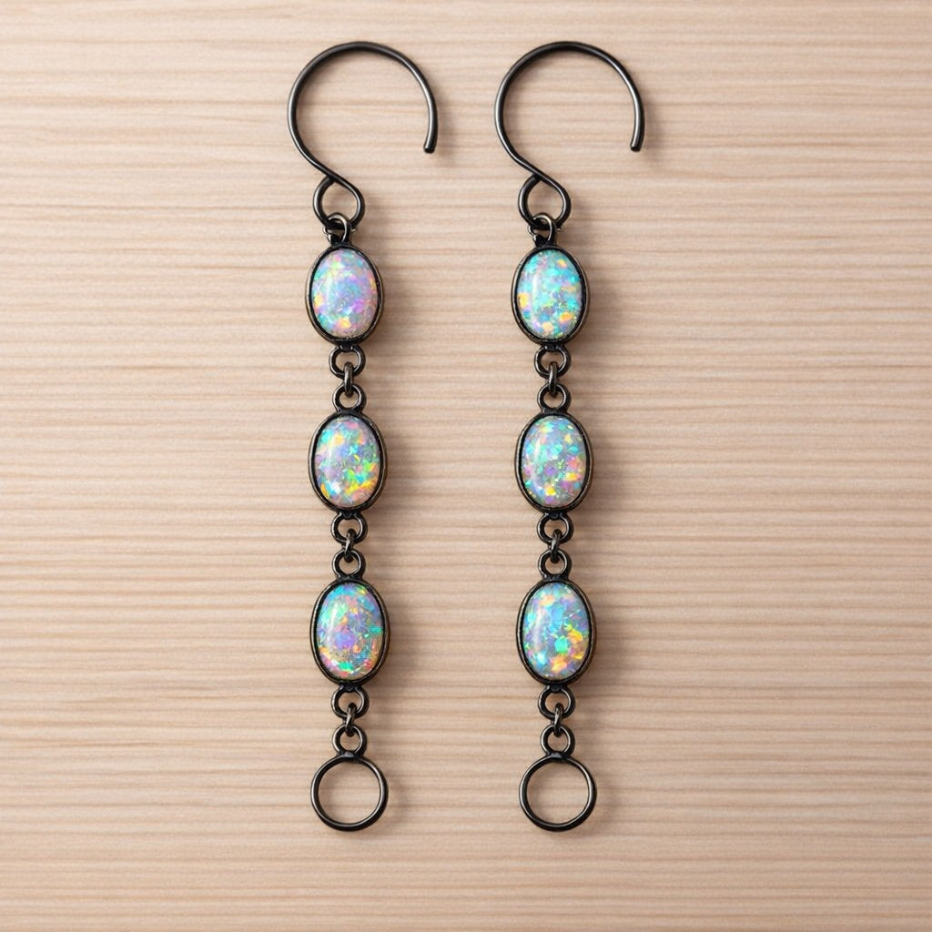 Eclipse Triple Opal Cascade Drop Earrings