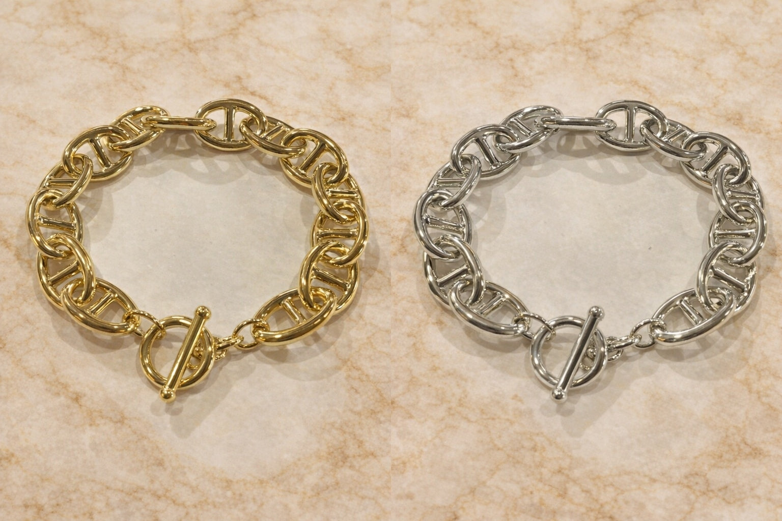 Harbor Anchor Chain Bracelet with Toggle Closure