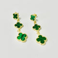 Graduated Alhambra Malachite Earrings