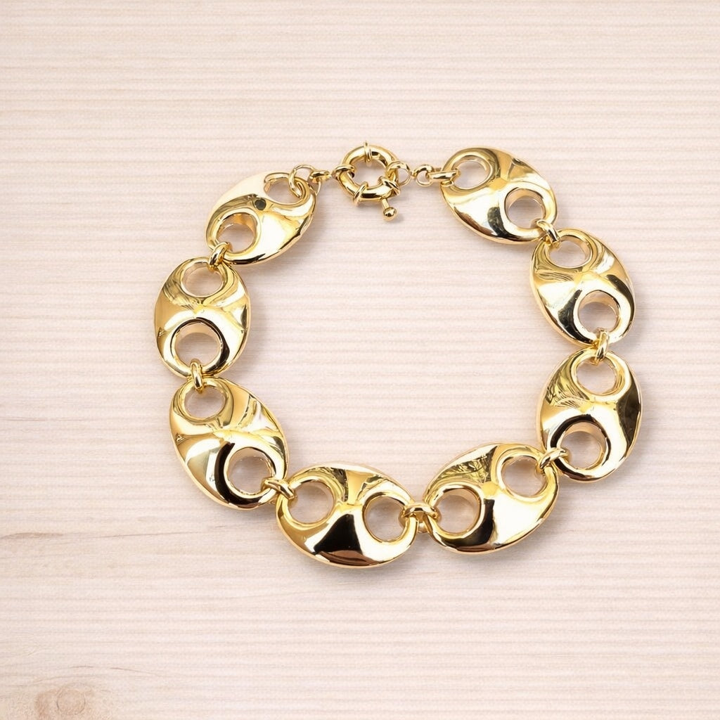 Capri Hollow Puffed Mariner Chain Bracelet