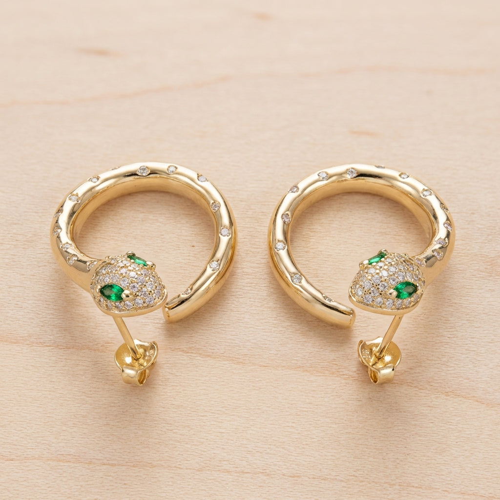 Pavé Serpent Coil Hoop Earrings