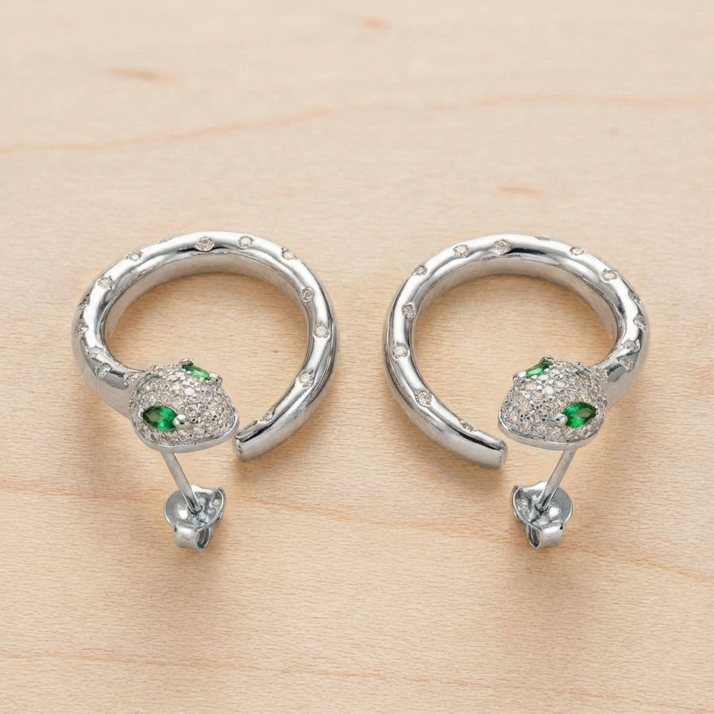 Pavé Serpent Coil Hoop Earrings