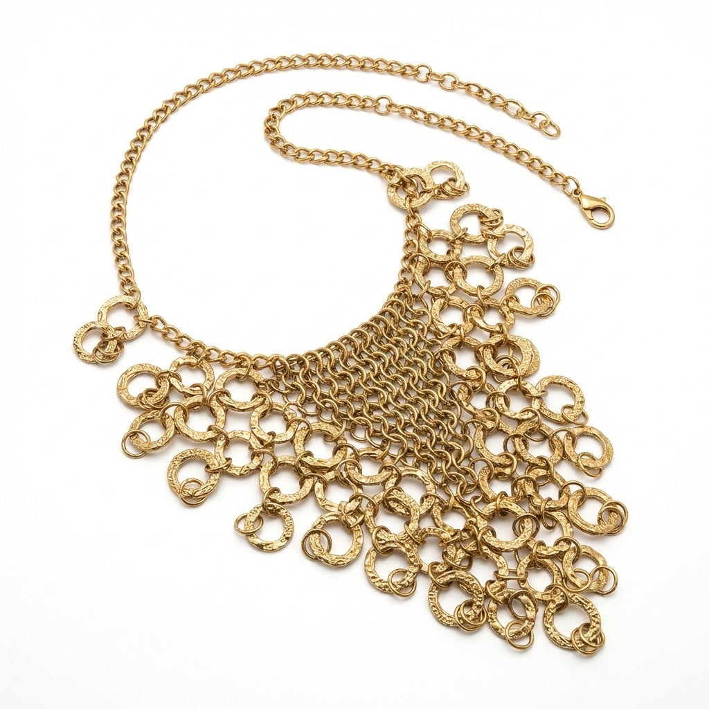 Cascading Circles Statement Bib Necklace