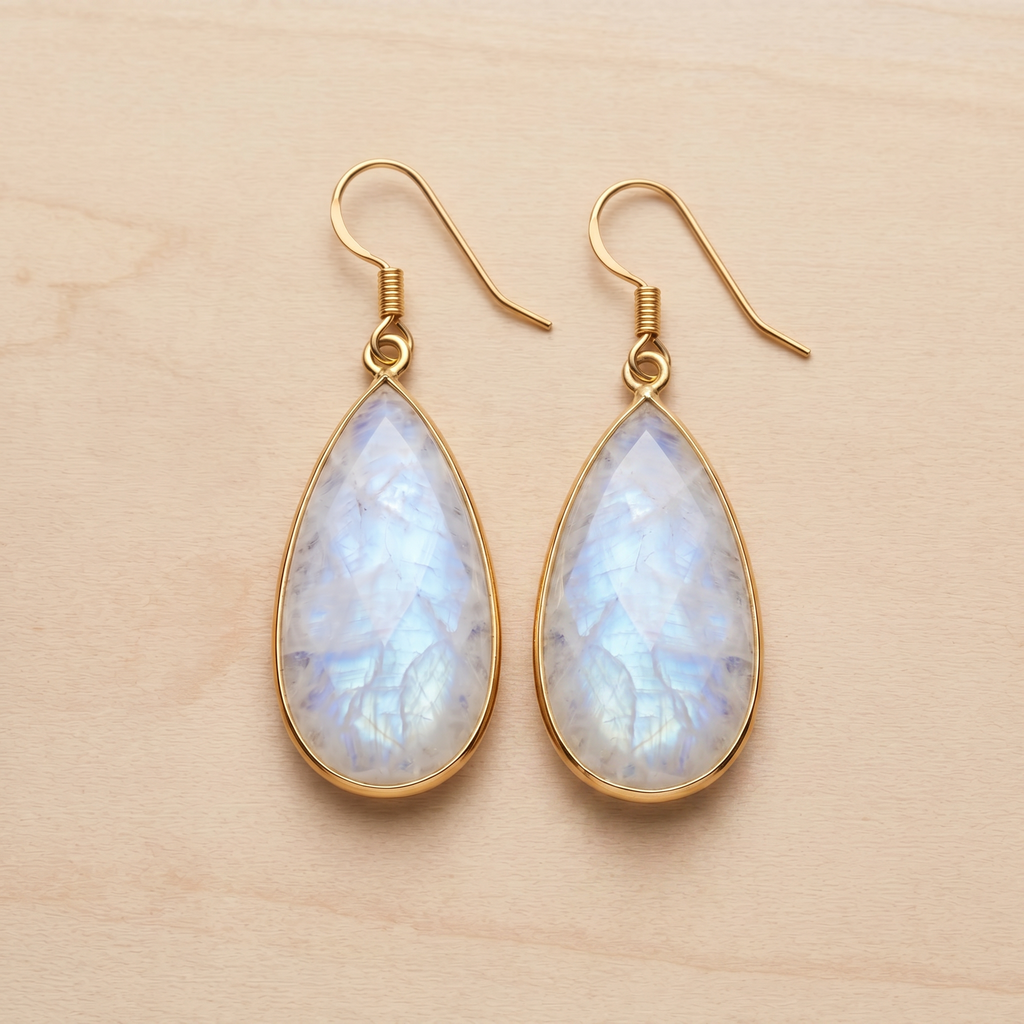 Celestial Tear Moonstone Earrings
