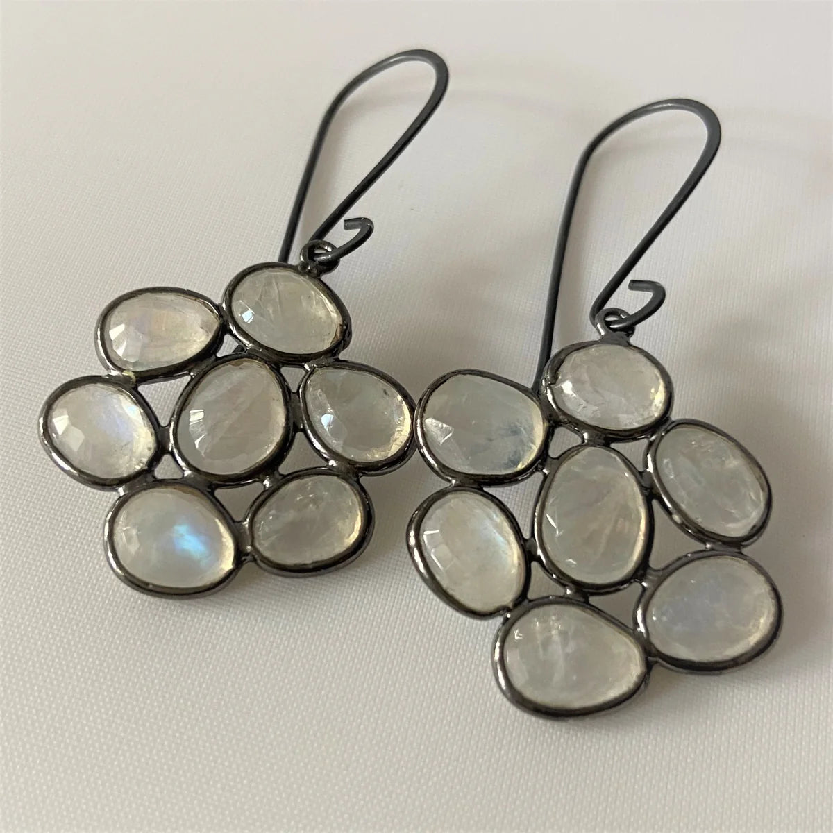 Celestia Multi-Moonstone Cluster Drop Earrings