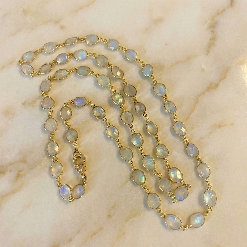 Lumière Moonstone Gold Vermeil Station Necklace