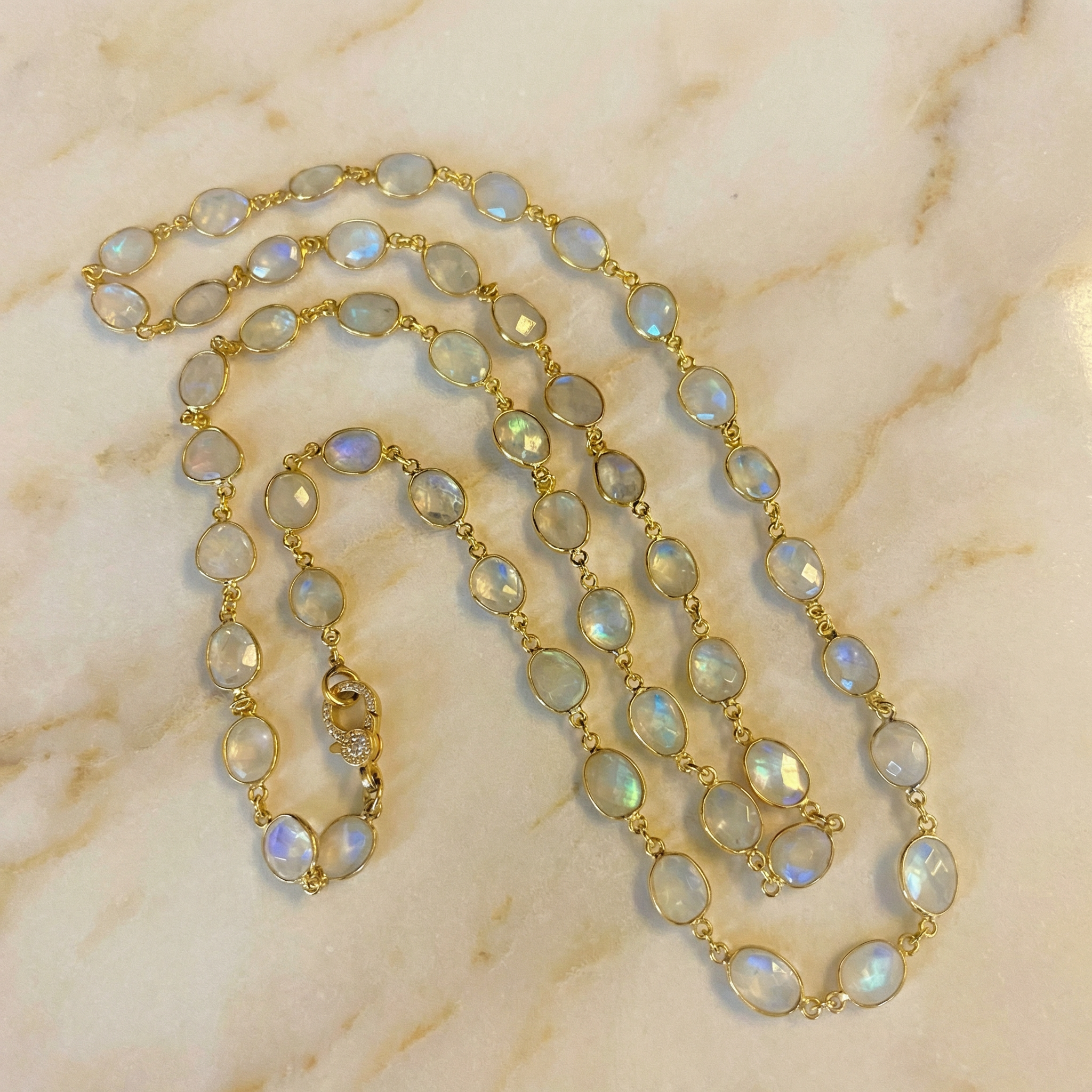 Lumière Moonstone Gold Vermeil Station Necklace