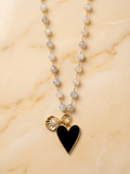 Luna Noir Moonstone & Black Heart Necklace