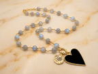 Luna Noir Moonstone & Black Heart Necklace
