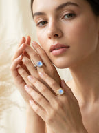 Cushion Moonstone Halo Cocktail Ring