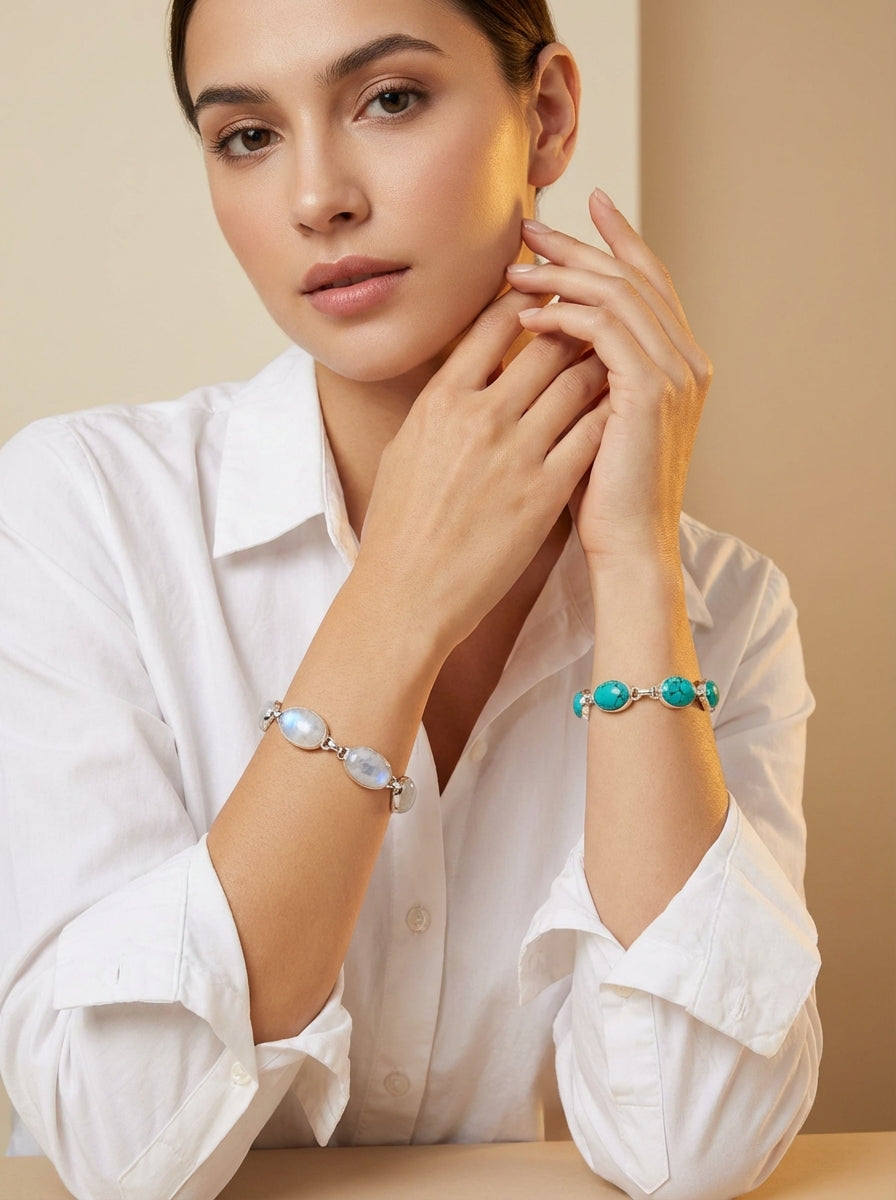 Luna Natural Moonstone Toggle Bracelet One of a Kind