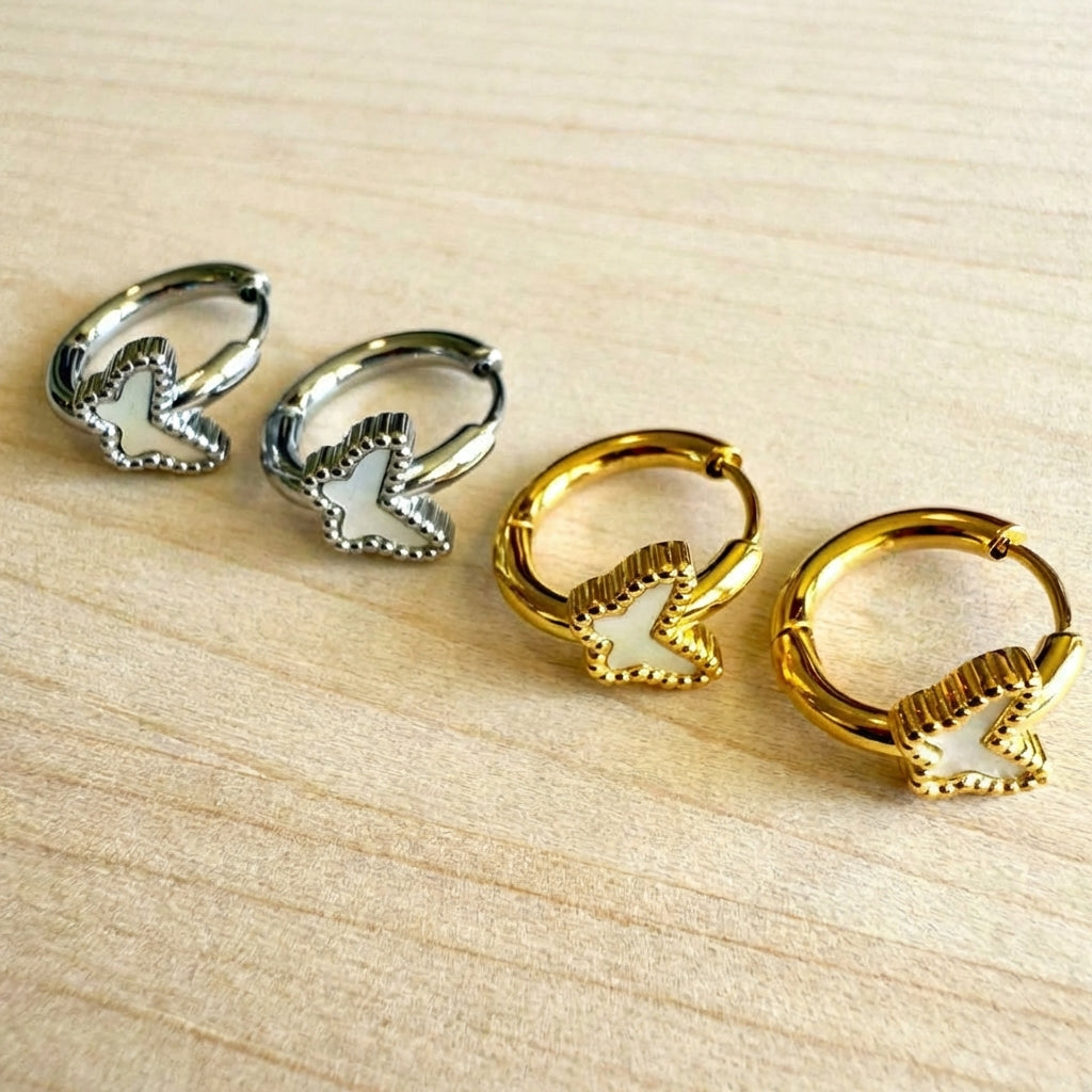 Mariposa Mother of Pearl Butterfly Hoop Earrings
