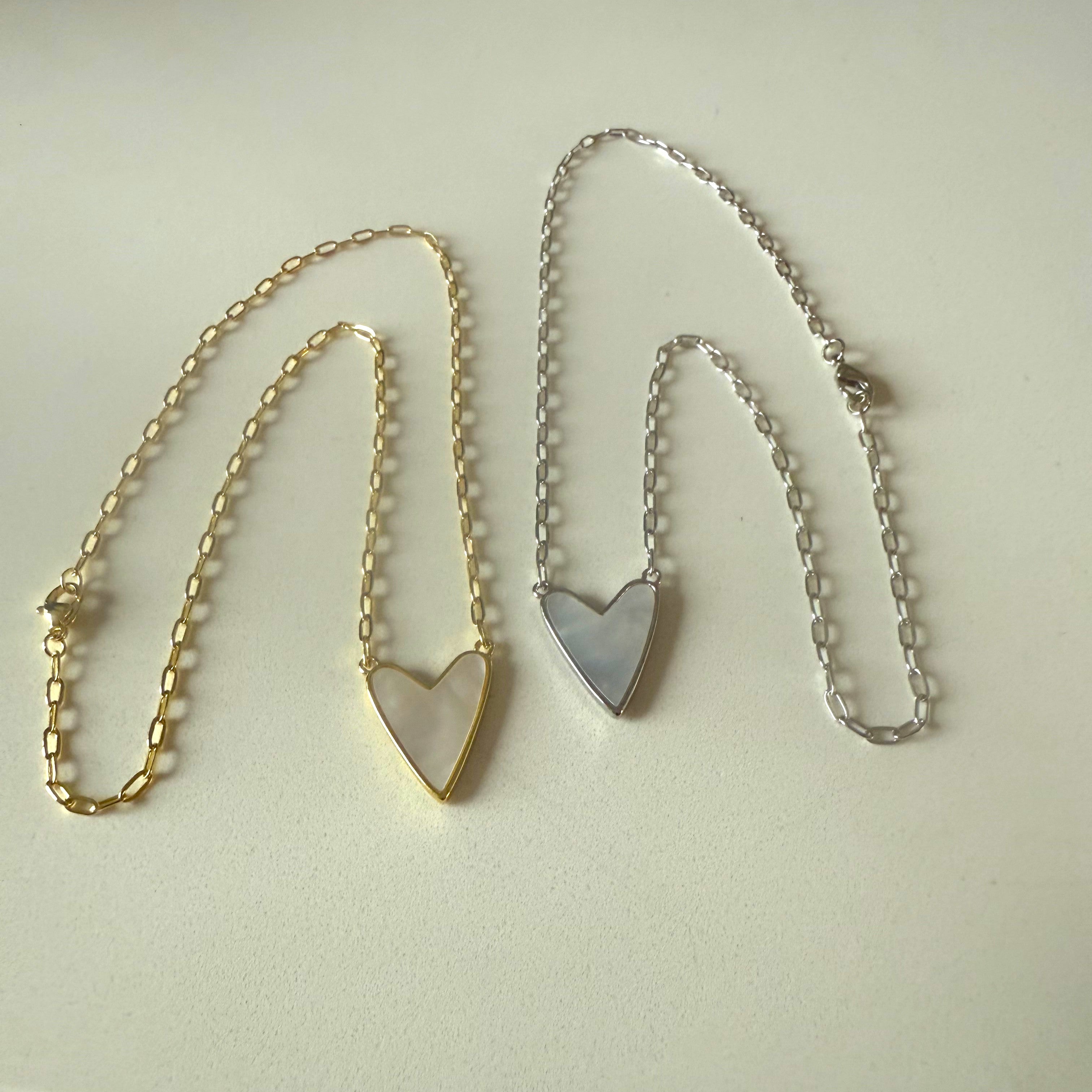 Mother Of Pearl Armor Heart Necklace