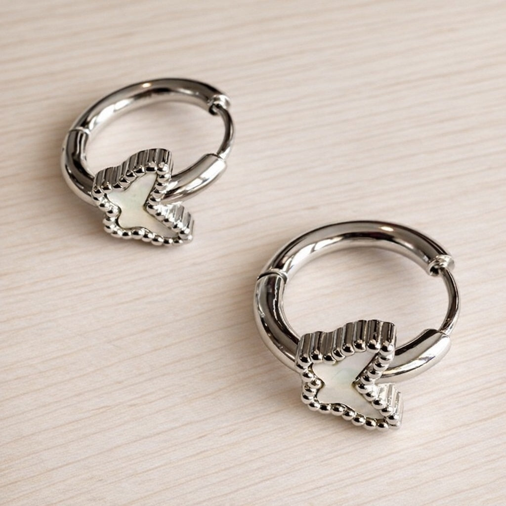 Mariposa Mother of Pearl Butterfly Hoop Earrings