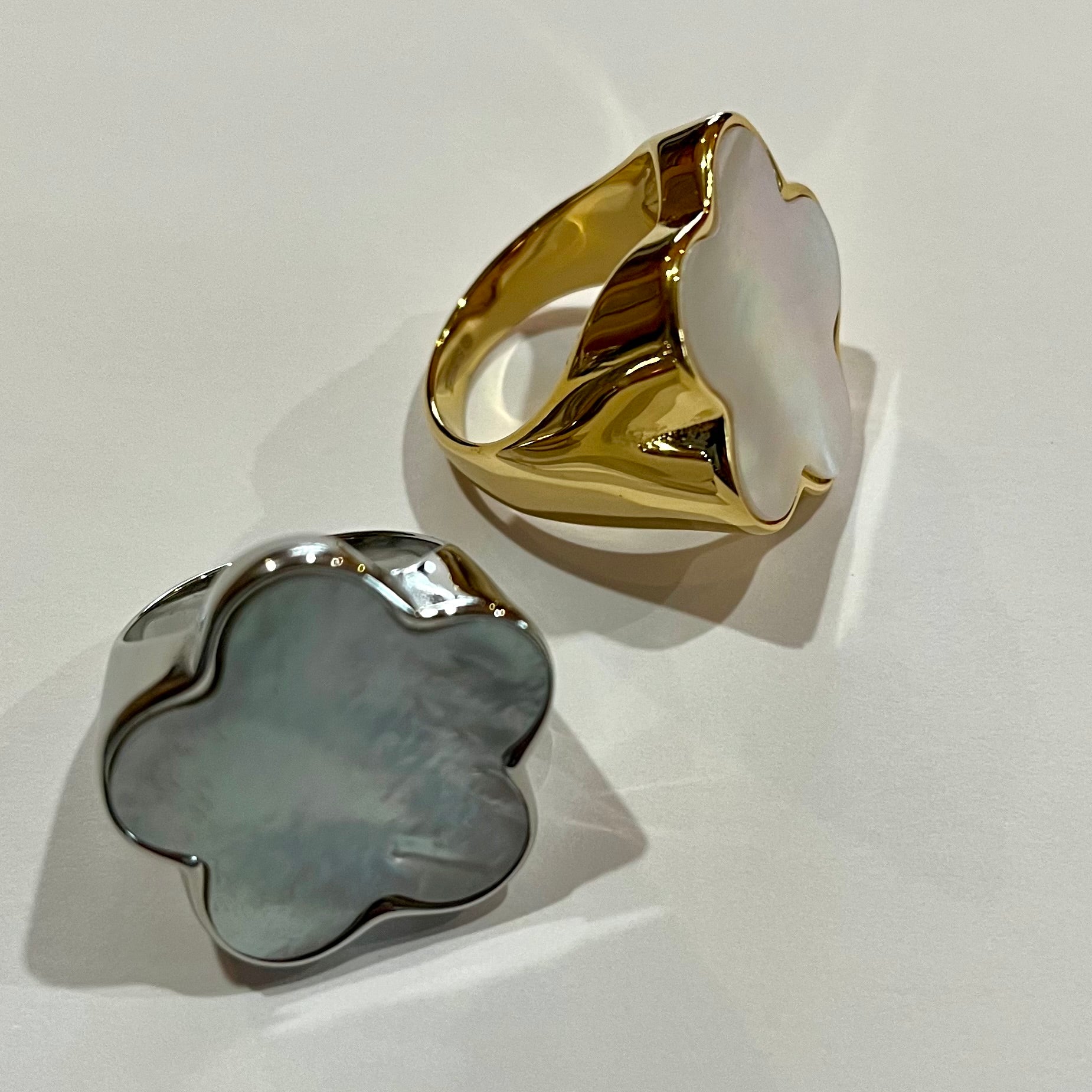 Petal Mother of Pearl Flower Statement Ring