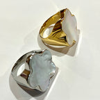 Petal Mother of Pearl Flower Statement Ring