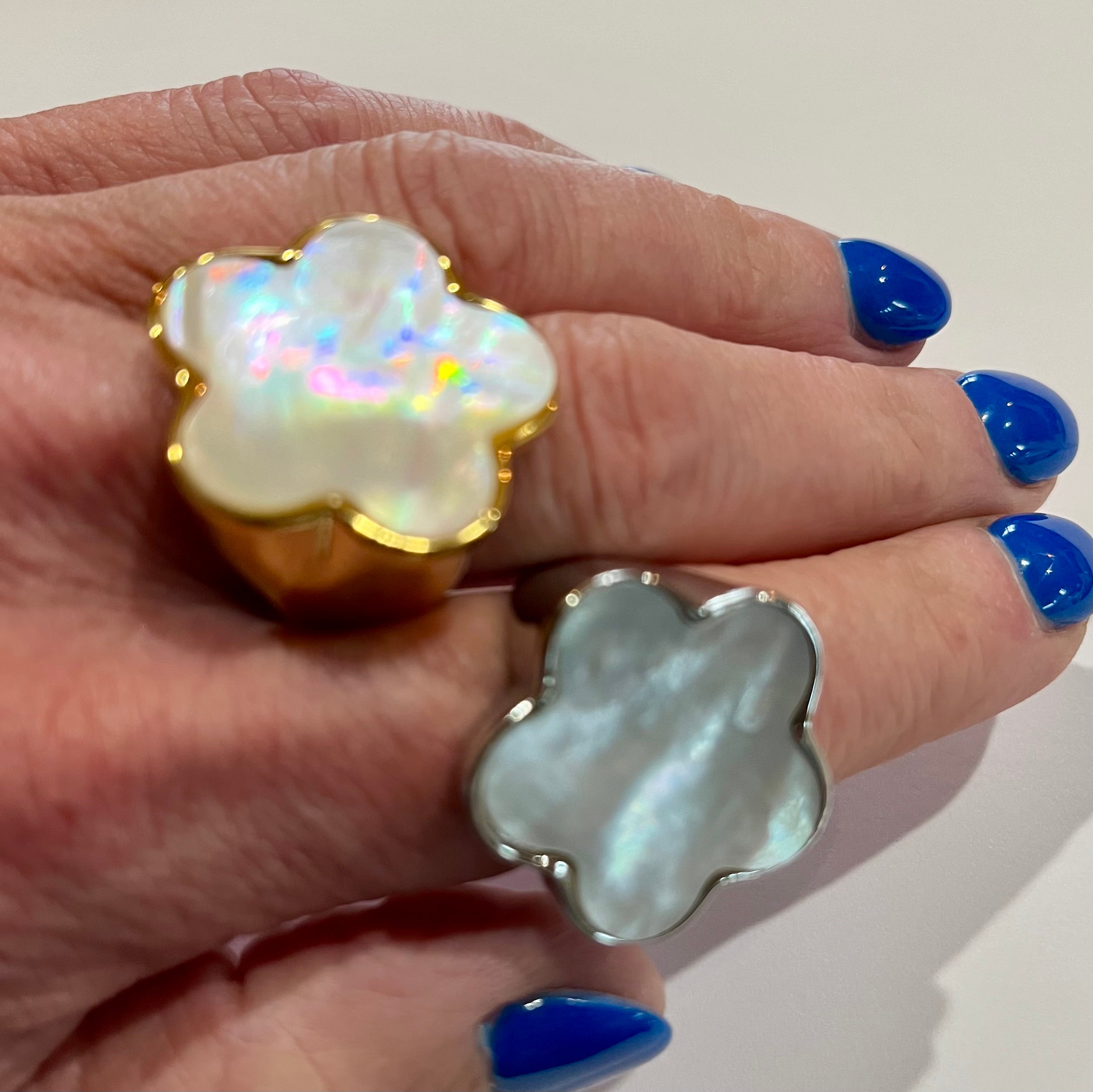 Petal Mother of Pearl Flower Statement Ring