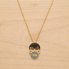 Catrina Multi-Stone Sugar Skull Pendant Necklace