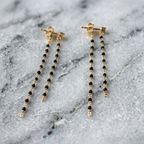 Delicate Gold Filled Drop Earrings in Turquoise or Black Onyx