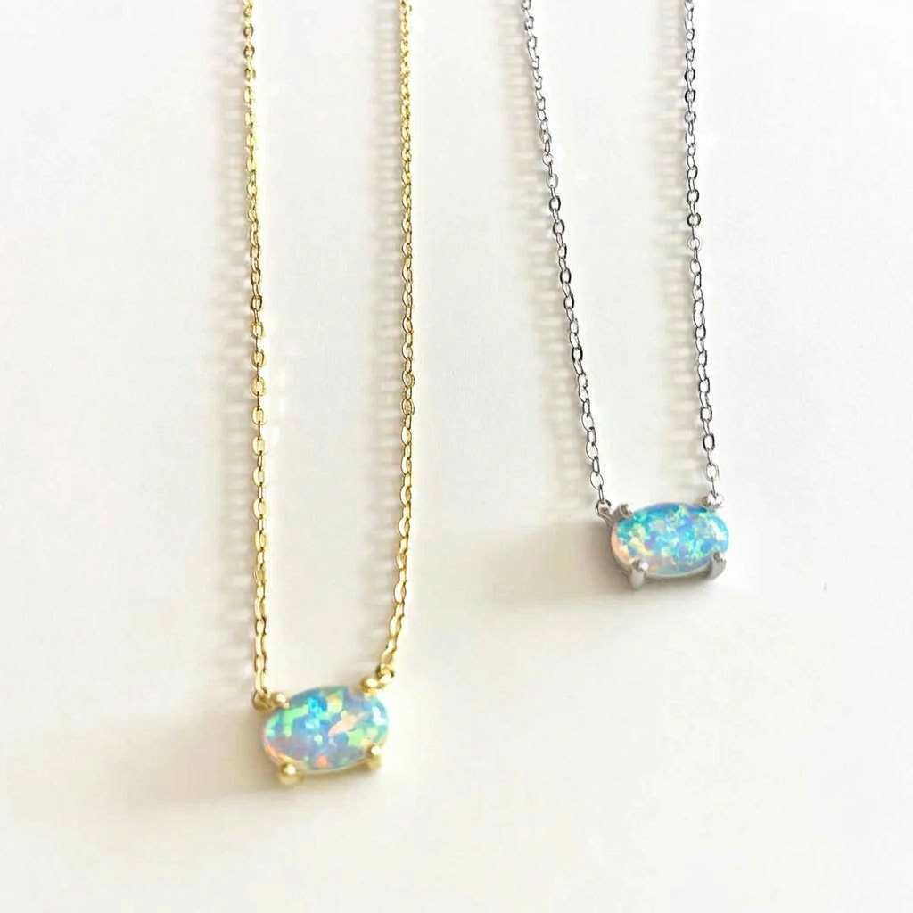 Ethiopian Opal Solitaire Necklace