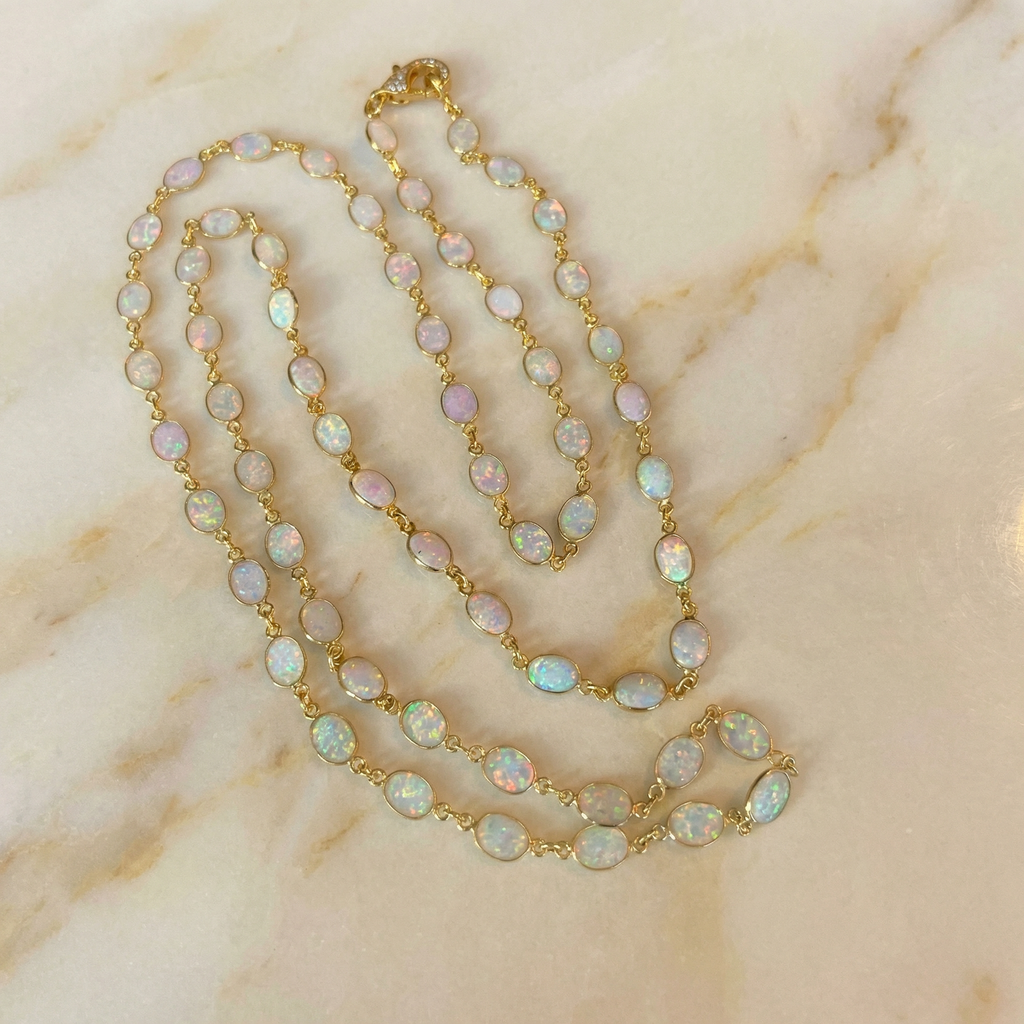 Soleil White Opal Gold Vermeil Station Necklace