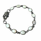Aurora Fire Ethiopian Opal Tennis Bracelet – Oxidized Silver & Simulated Diamond Clasp