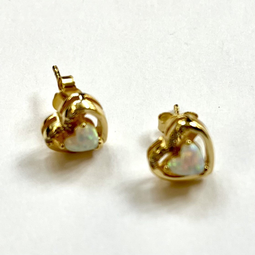 Opal and simulated diamond earrings