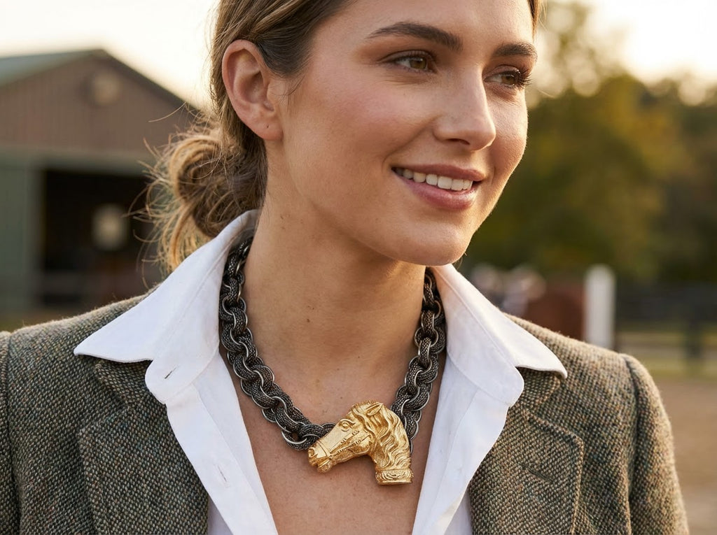 Vintage Horse Head Statement Necklace-One of a Kind Piece