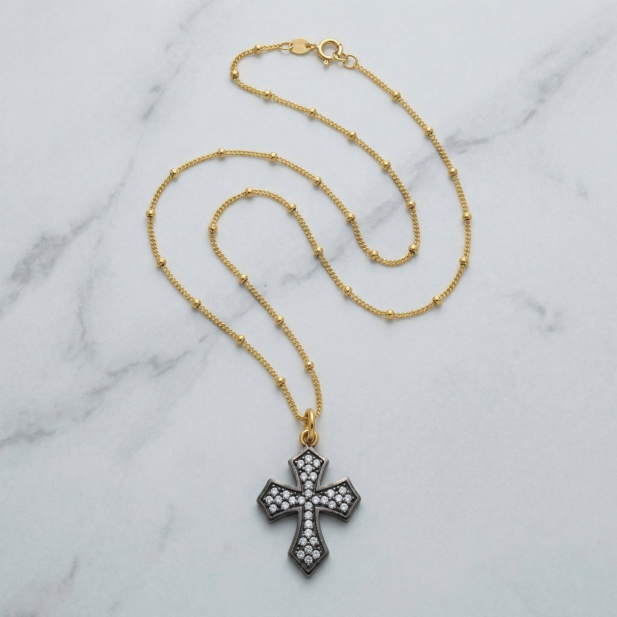 Noir Topaz Cross Necklace