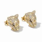 Panther Stud Earrings With Simulated Diamonds
