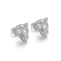 Panther Stud Earrings With Simulated Diamonds