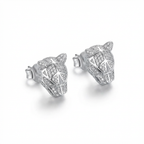 Panther Stud Earrings With Simulated Diamonds