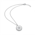 Paw Print Stamped Necklace with White Topaz