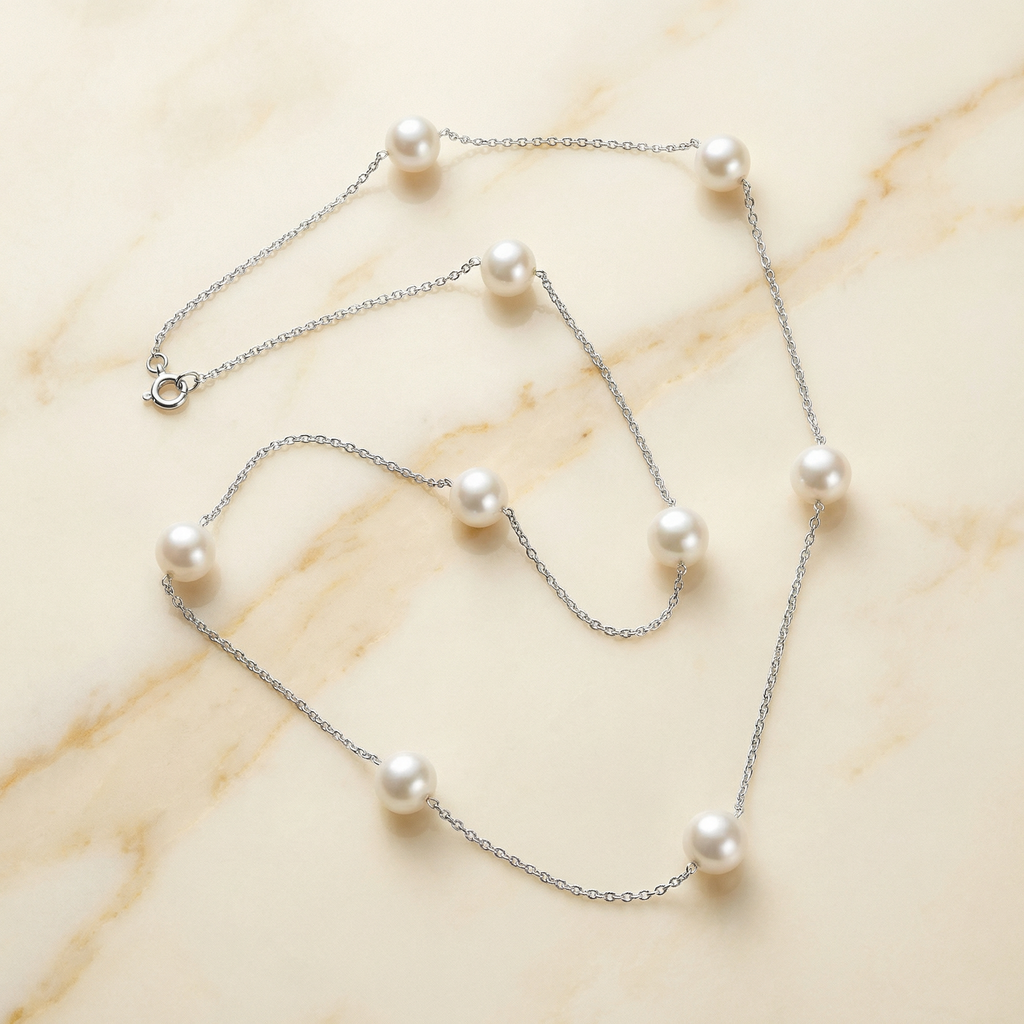Luna Pearl Station Necklace