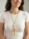 Sunlit Garden Peridot & Druzy Tassel Necklace