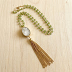 Sunlit Garden Peridot & Druzy Tassel Necklace