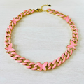 Flutter Enamel Butterfly Cuban Link Chain Necklace