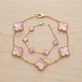 Pink Clover Bloom Stationed Bracelet