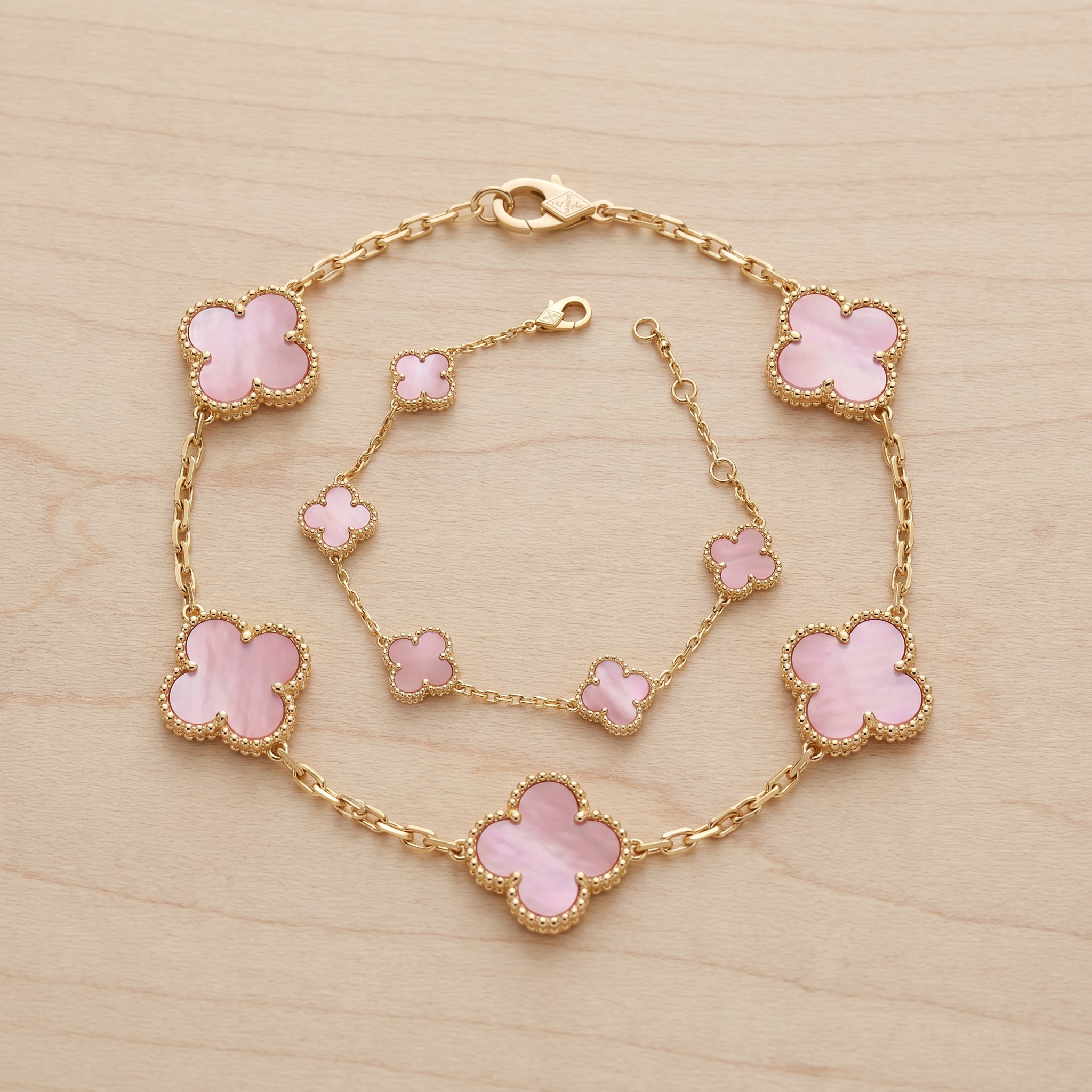 Pink Clover Bloom Stationed Bracelet