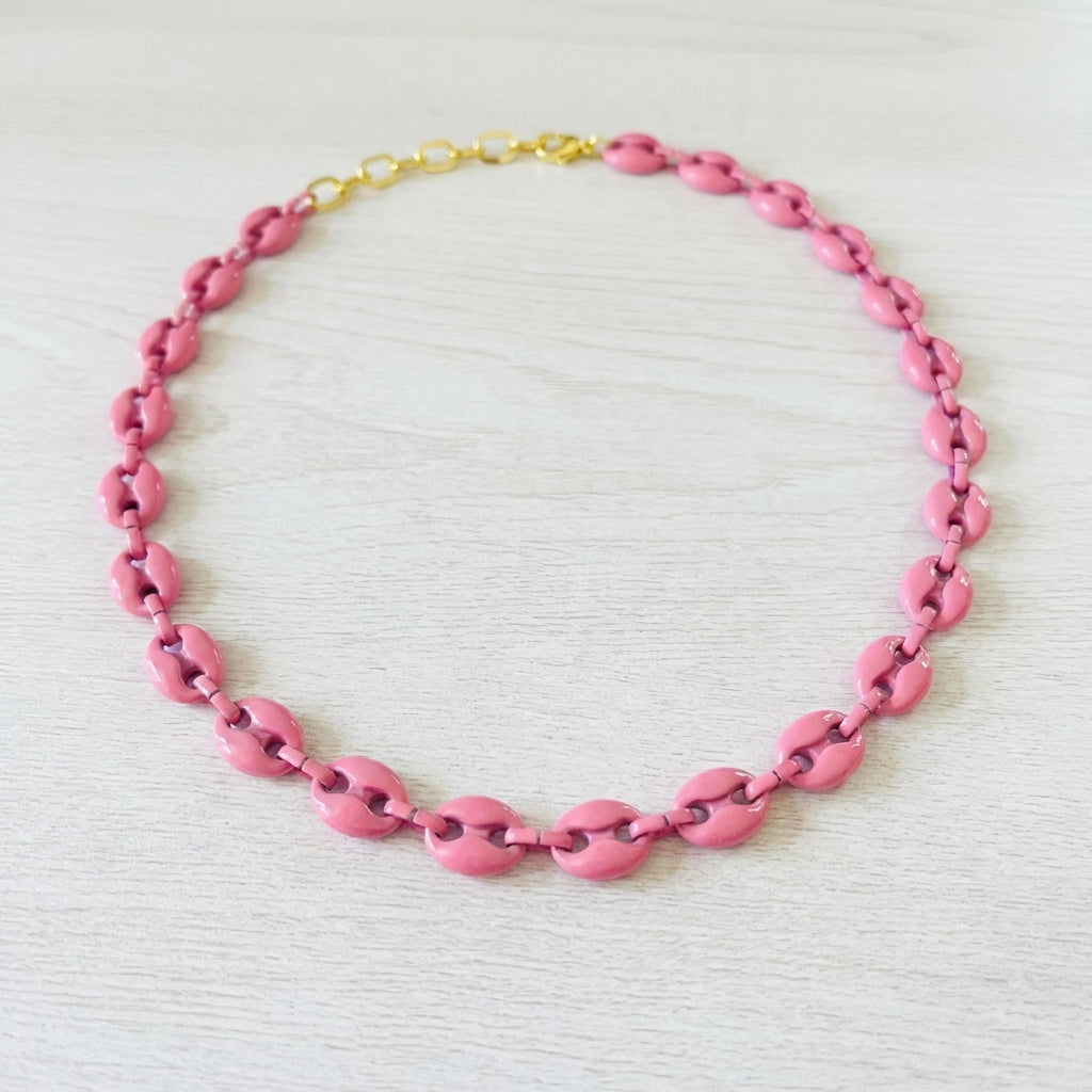 Marina Enamel Puffed Mariner Chain Necklace