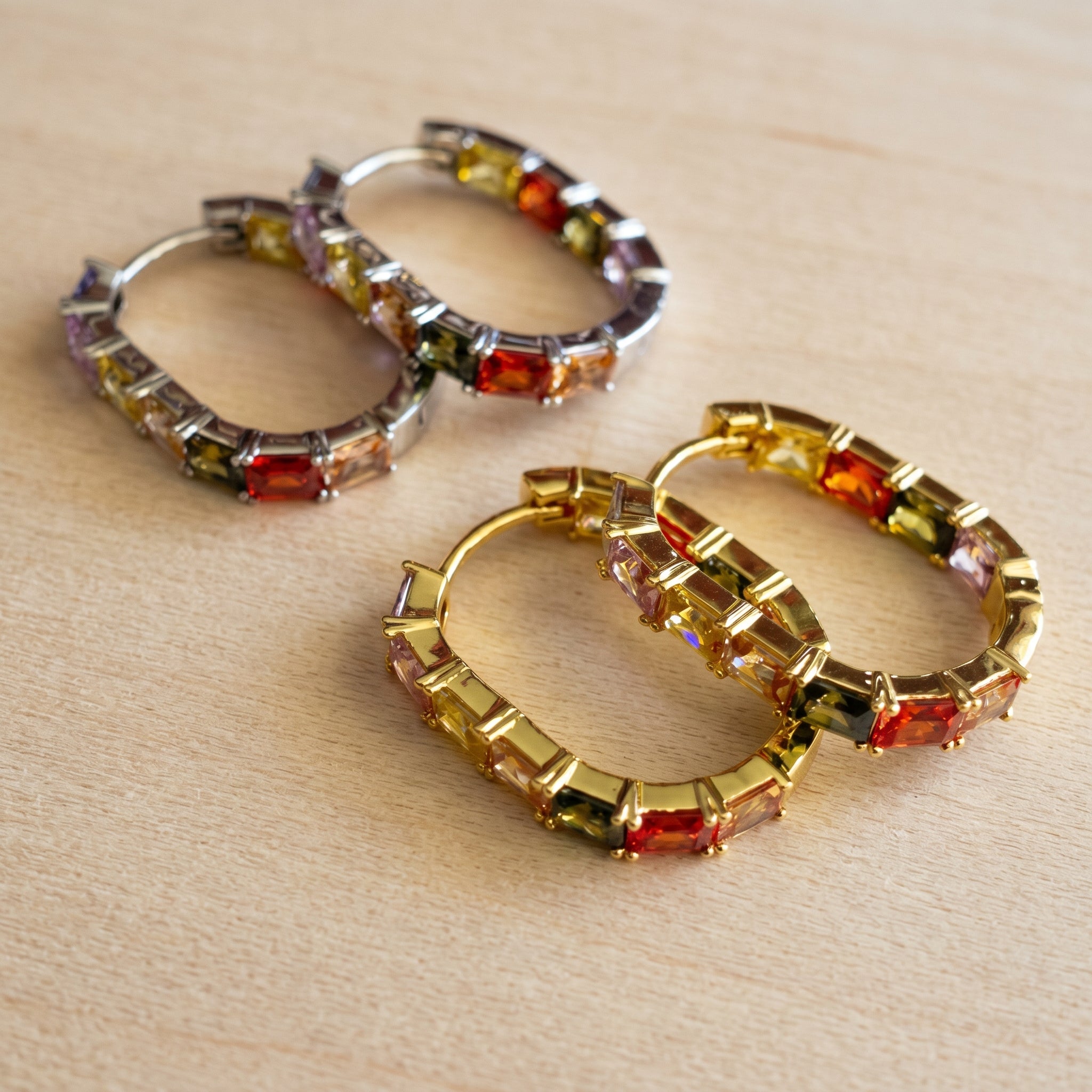 Prism Luxe 24/7 Gemstone Hinged Hoop Earrings