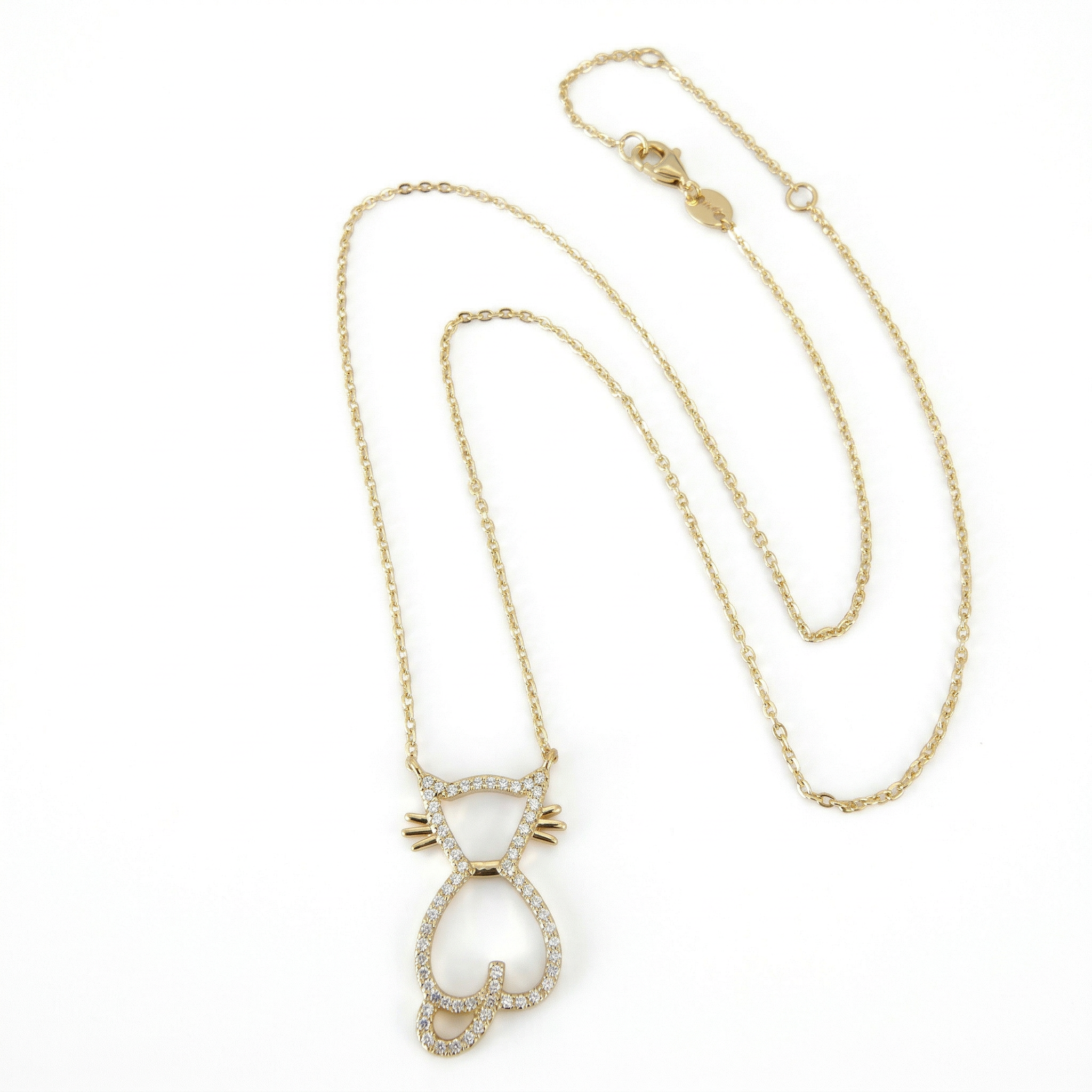 Whimsy Cat Simulated Diamond Necklace