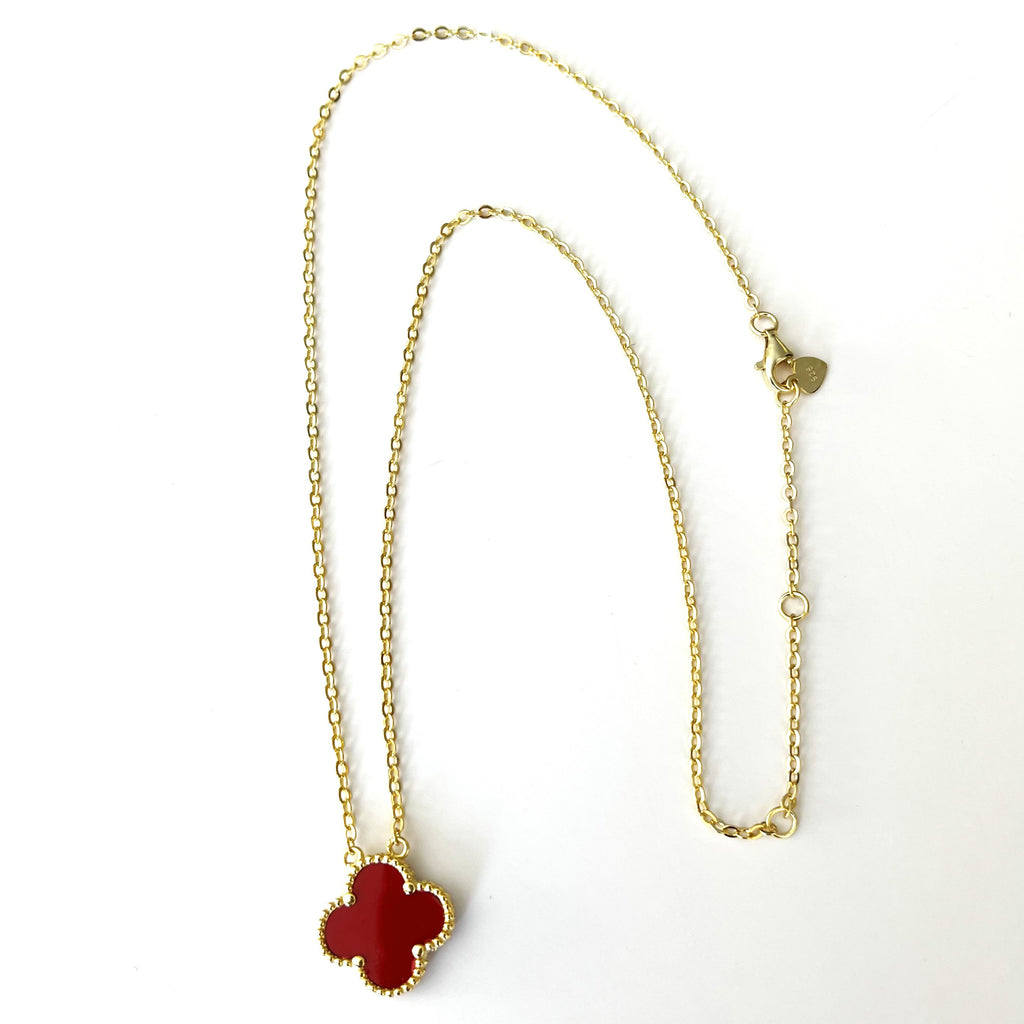 Red Quatrefoil Necklace
