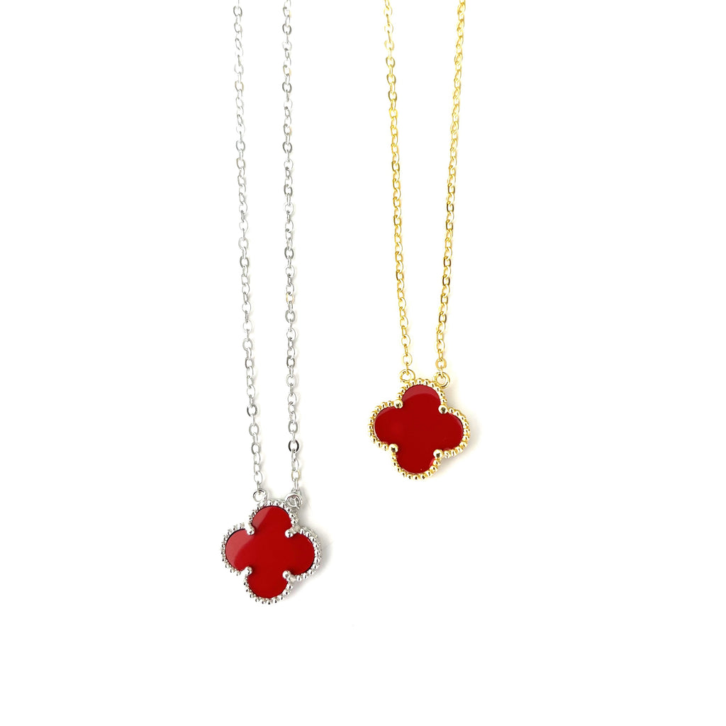 Red Quatrefoil Necklace