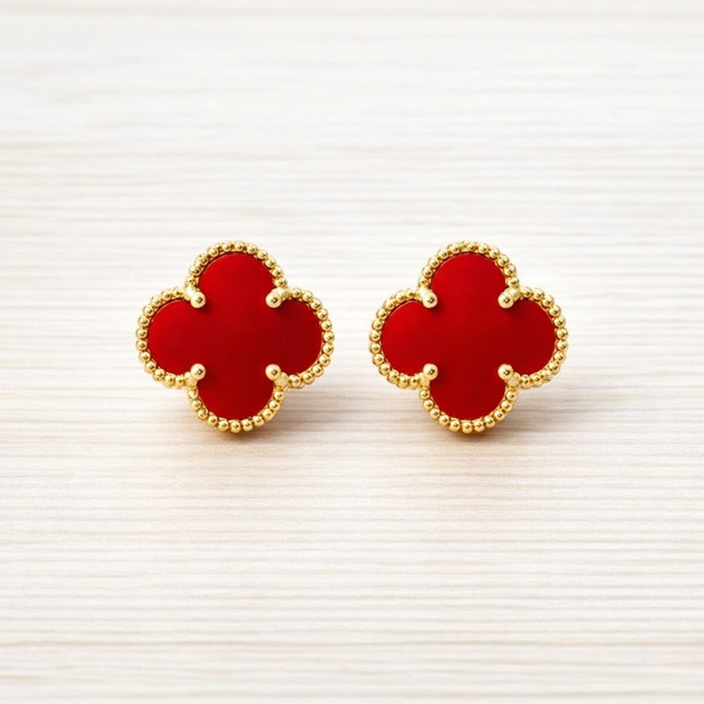 Trèfle Red Clover Stud Earrings