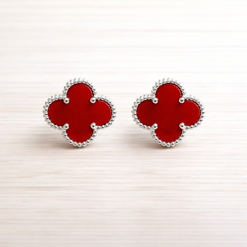 Trèfle Red Clover Stud Earrings