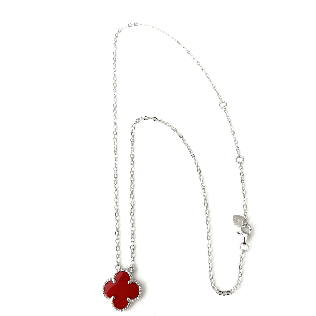 Red Quatrefoil Necklace