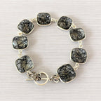 Midnight Web Black Rutilated Quartz Station Bracelet