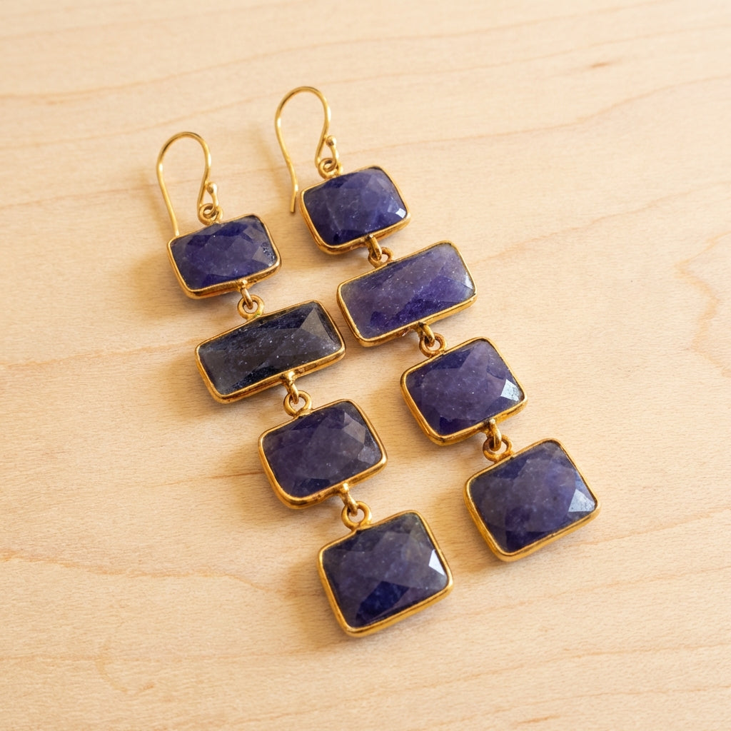 Sapphire Four-Tier Cascading Drop Earrings