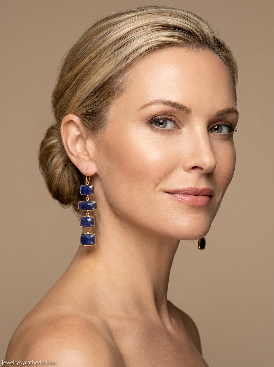 Sapphire Four-Tier Cascading Drop Earrings